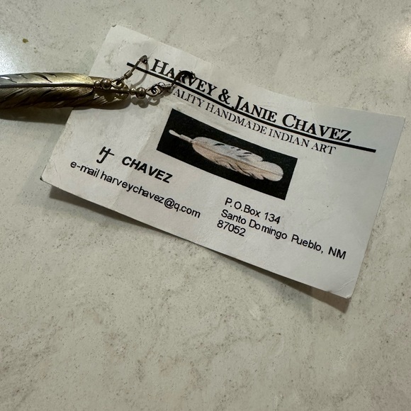 Custom Indian art feather earrings - Picture 2 of 3